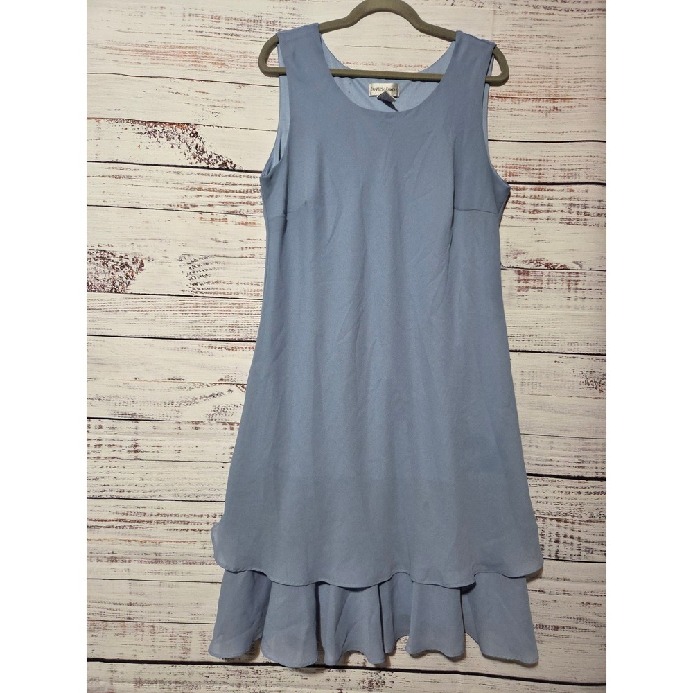 Drapers & Damons Womens XL Light Blue Tiered Sleeveless Shift Dress Scoop Neck